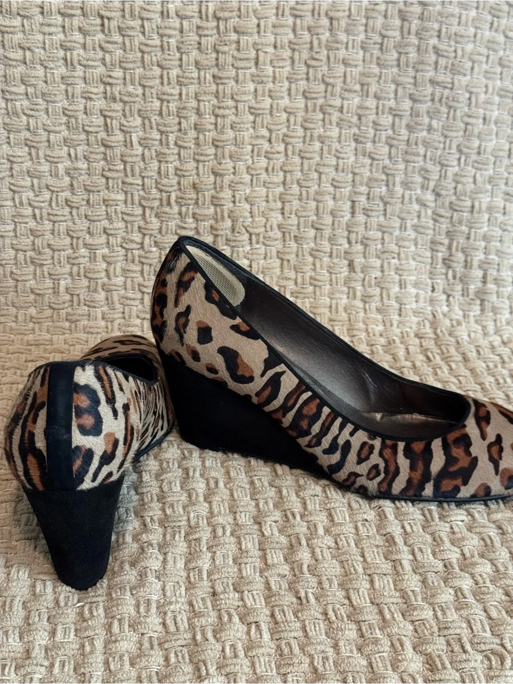 Stuart Weitzman Leopard-Print Wedge Pumps in Black and Brown